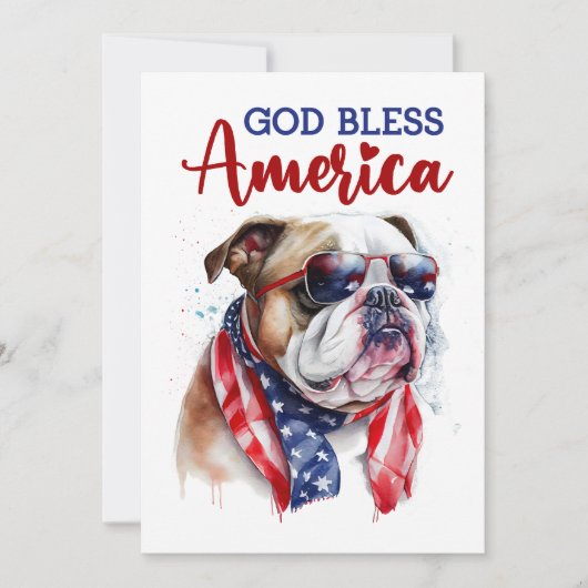 Patriottische Hond - Bulldog 4 juli kaart (Voorkant)