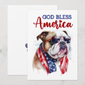 Patriottische Hond - Bulldog 4 juli kaart (Voorkant / Achterkant)
