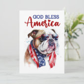 Patriottische Hond - Bulldog 4 juli kaart (Staand voorkant)