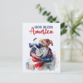 Patriottische hond-bulldog, God zegene Amerika Bri Briefkaart (Staand voorkant)