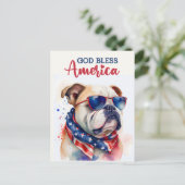 Patriottische hond-bulldog, God zegene Amerika Bri Briefkaart (Staand voorkant)