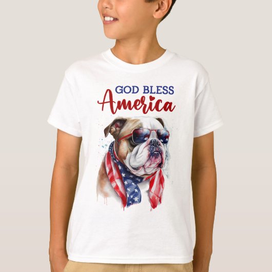 Patriottische Hond-Bulldog T-shirt (Voorkant)