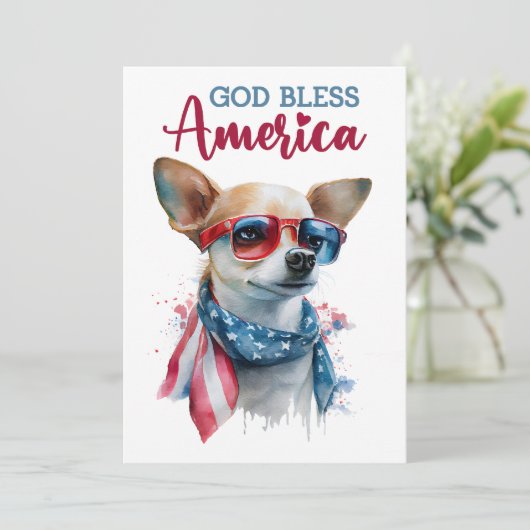 Patriottische hond - Chihuahua 4 juli Kaart (Staand voorkant)