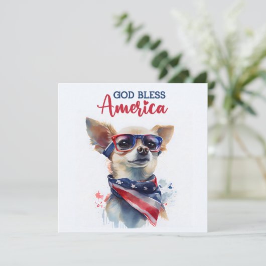 Patriottische Hond-Chihuahua 4 juli kaart (Staand voorkant)