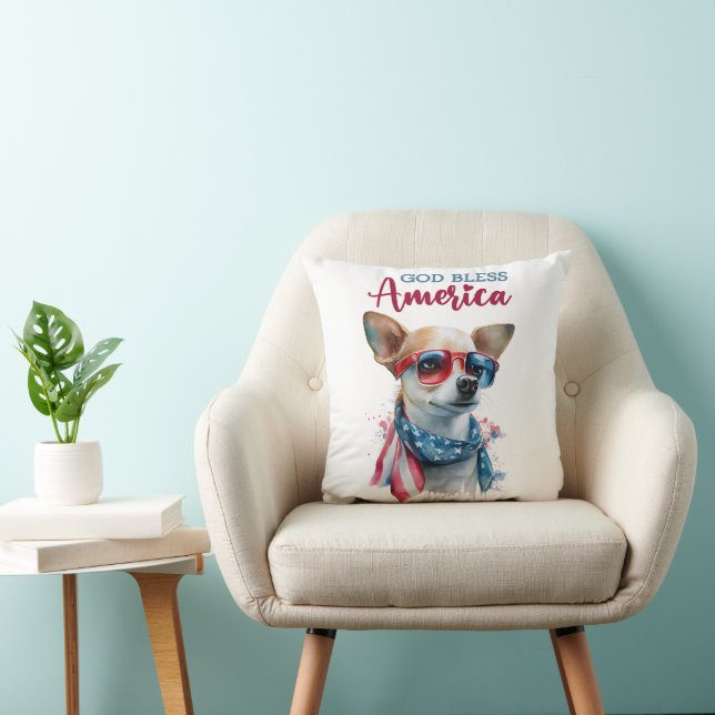 Patriottische Hond-Chihuahua Kussen (Stoel)