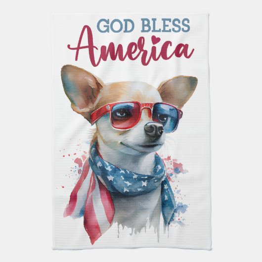 Patriottische Hond-Chihuahua Theedoek (Verticaal)
