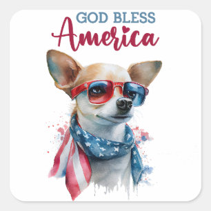 Patriottische Hond-Chihuahua Vierkante Sticker