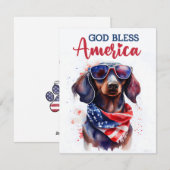 Patriottische Hond-Dachshond 4 juli kaart (Voorkant / Achterkant)