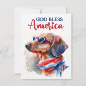 Patriottische Hond-Dachshond 4 juli kaart (Voorkant)