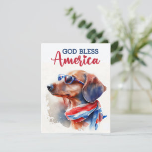 Patriottische Hond-Dachshond 4 juli kaart