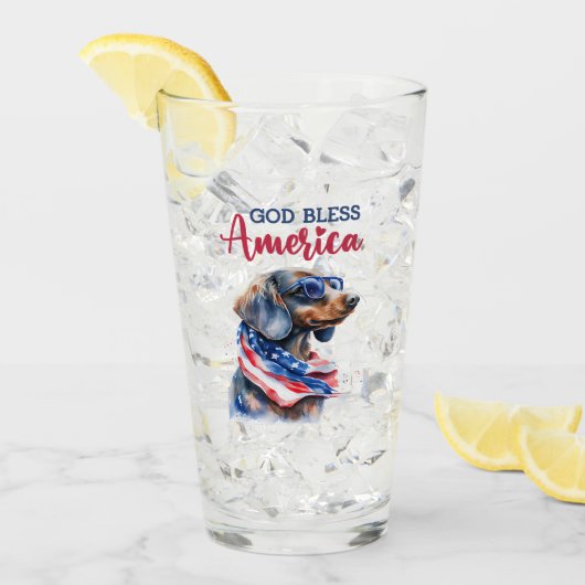Patriottische Hond-Dachshond Glas (Voorkant ijs)