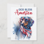 Patriottische Hond-Dachshund 4 juli kaart (Voorkant)