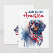 Patriottische Hond-Dachshund 4 juli kaart (Voorkant / Achterkant)
