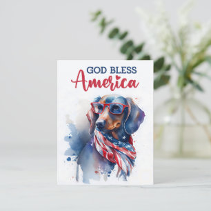 Patriottische Hond-Dachshund 4 juli kaart