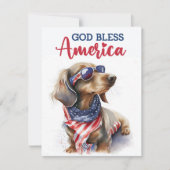 Patriottische Hond-Dachshund 4 juli kaart (Voorkant)