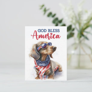 Patriottische Hond-Dachshund 4 juli kaart