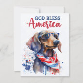 Patriottische Hond-Dachshund 4 juli kaart (Voorkant)