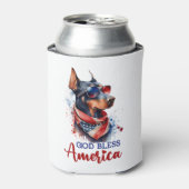 Patriottische Hond- Dobermann Blikjeskoeler (Blikje Voorkant)