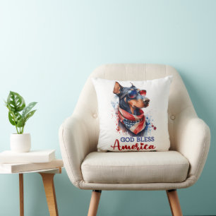 Patriottische Hond- Dobermann Kussen