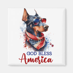 Patriottische Hond- Dobermann Magneet
