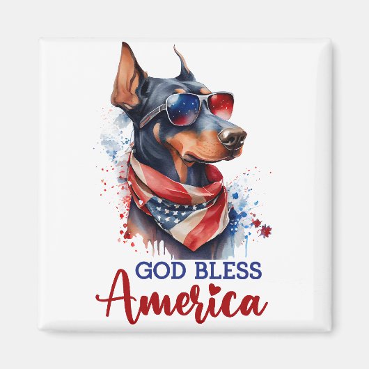 Patriottische Hond- Dobermann Magneet (Voorkant)