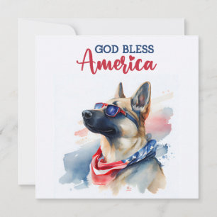 Patriottische Hond-Duitse Herder 4 juli kaart