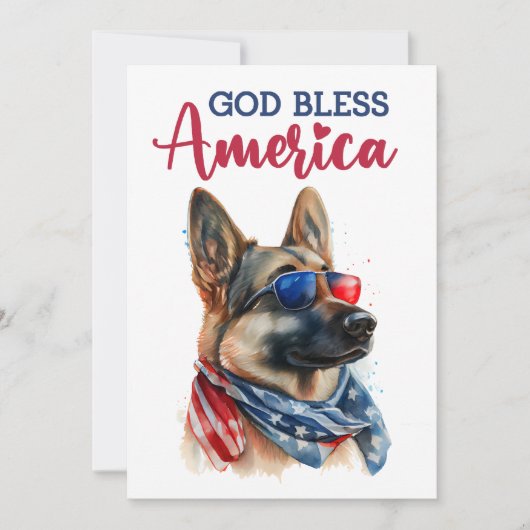 Patriottische Hond - Duitse Herder 4 juli kaart (Voorkant)