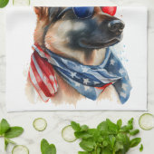 Patriottische hond-Duitse herder Theedoek (Gevouwen)