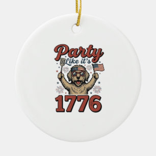 Patriottische Hond Feest Als Het 1776 Vintage T-sh Keramisch Ornament
