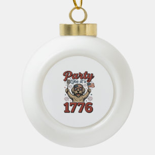 Patriottische Hond Feest Als Het 1776 Vintage T-sh Keramische Bal Ornament