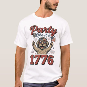 Patriottische Hond Feest Als Het 1776 Vintage T-sh T-shirt
