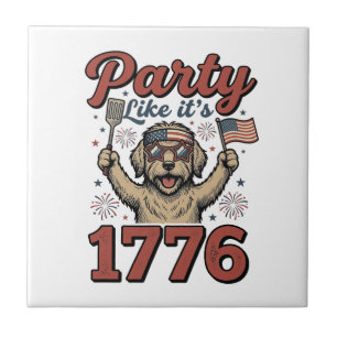 Patriottische Hond Feest Als Het 1776 Vintage T-sh Tegeltje