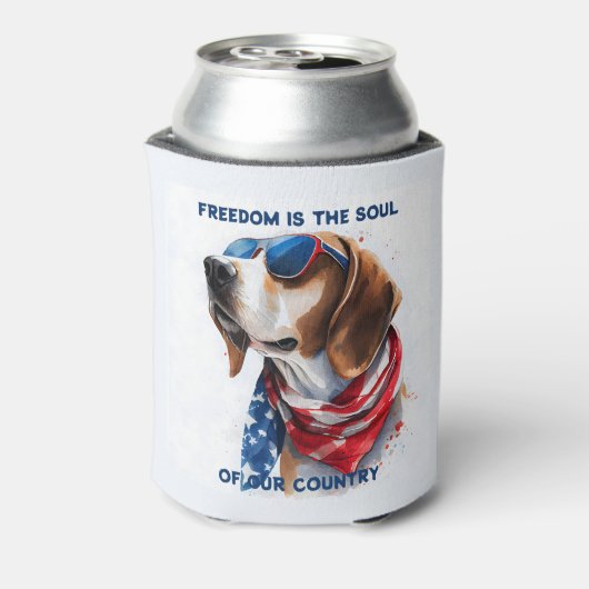 Patriottische hond Foxhound 4 juli Blikjeskoeler (Blikje Achterkant)