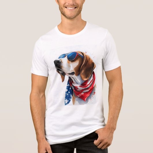 Patriottische hond Foxhound 4 juli Tri-Blend Shirt (Voorkant)