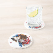 Patriottische hond Foxhound 4 juli Zandsteen Onderzetter (Zijkant)