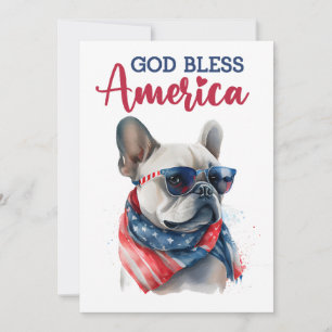 Patriottische Hond-Franse Bulldog 4 juli kaart