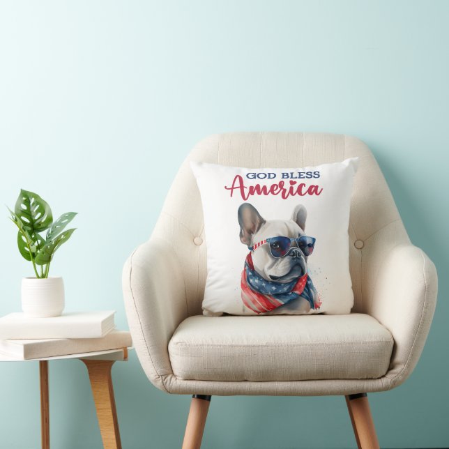 Patriottische Hond- Franse Bulldog Kussen (Stoel)