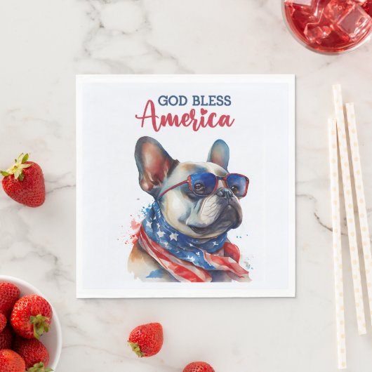 Patriottische Hond- Franse Bulldog Servet (Insitu)