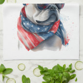 Patriottische Hond- Franse Bulldog Theedoek (Gevouwen)