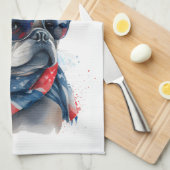 Patriottische Hond- Franse Bulldog Theedoek (Quarter Fold)