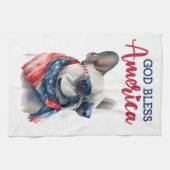 Patriottische Hond- Franse Bulldog Theedoek (Horizontaal)
