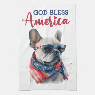Patriottische Hond- Franse Bulldog Theedoek