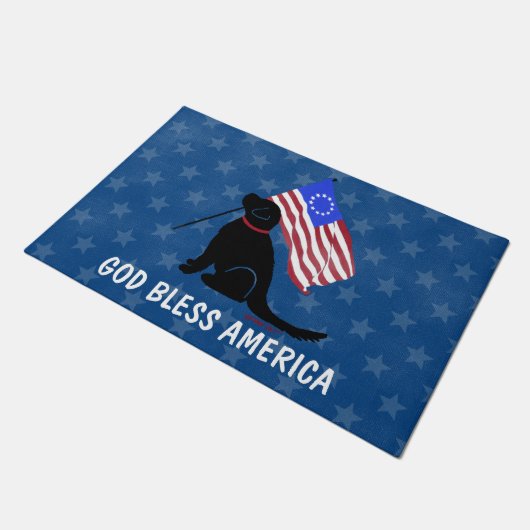 Patriottische hond God zegene Amerika Doormat Deurmat (Schuin)