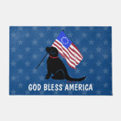 Patriottische hond God zegene Amerika Doormat Deurmat (Voorkant)