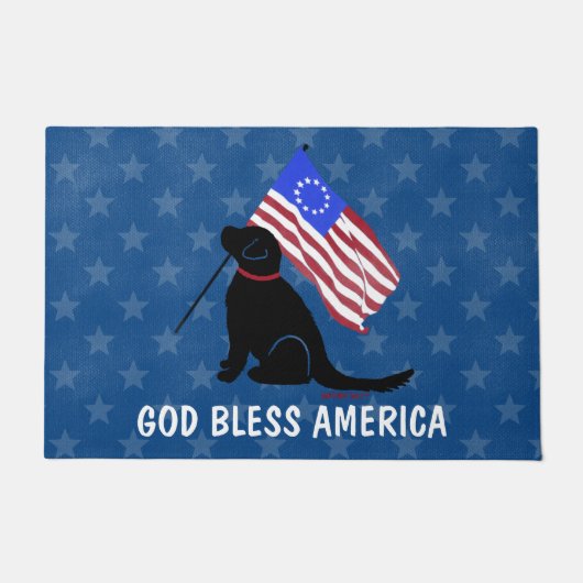 Patriottische hond God zegene Amerika Doormat Deurmat (Voorkant)
