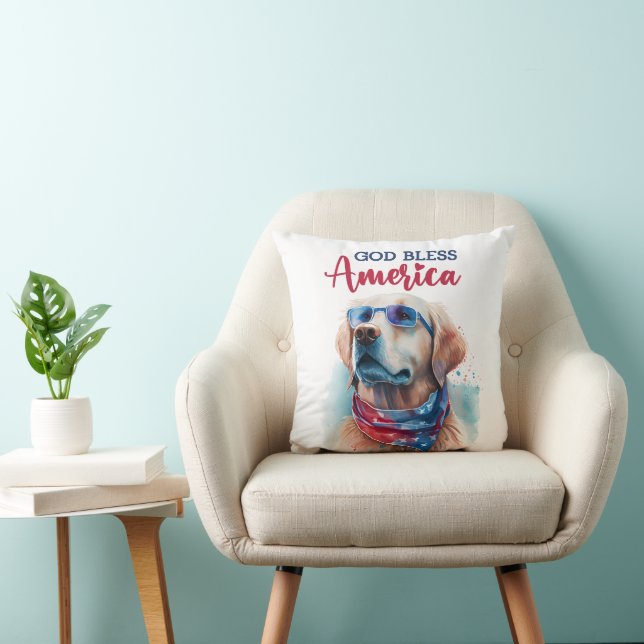 Patriottische Hond-Golden Retriever Kussen (Stoel)
