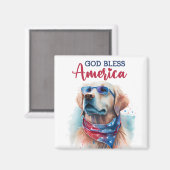 Patriottische Hond-Golden Retriever Magneet (Voorkant / Achterkant)