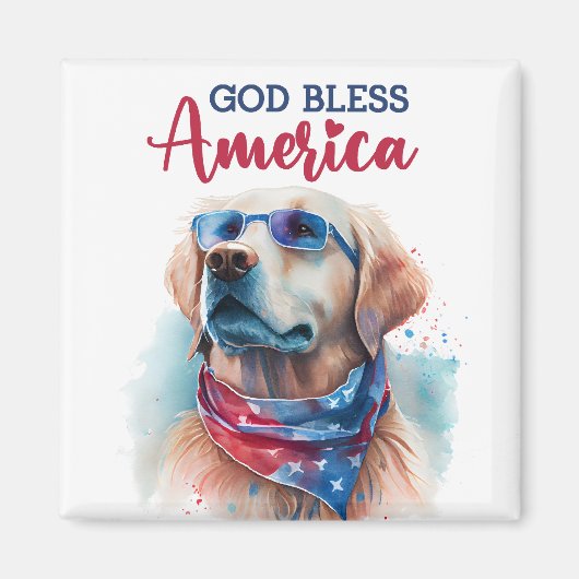 Patriottische Hond-Golden Retriever Magneet (Voorkant)