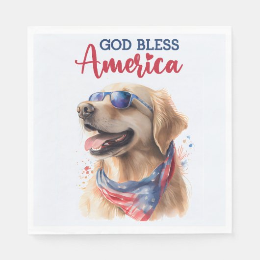 Patriottische Hond-Golden Retriever Servet (Voorkant)