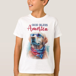 Patriottische Hond-Golden Retriever T-shirt